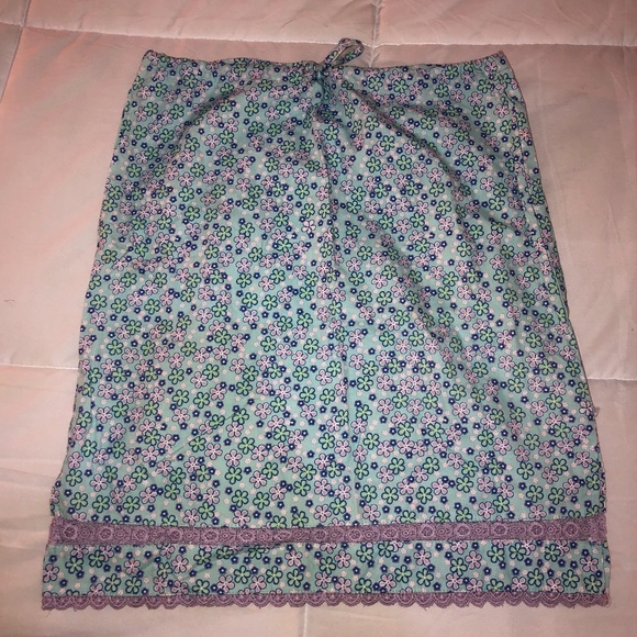 Floral Blue and Purple Skirt with Lace - Picture 1 of 6